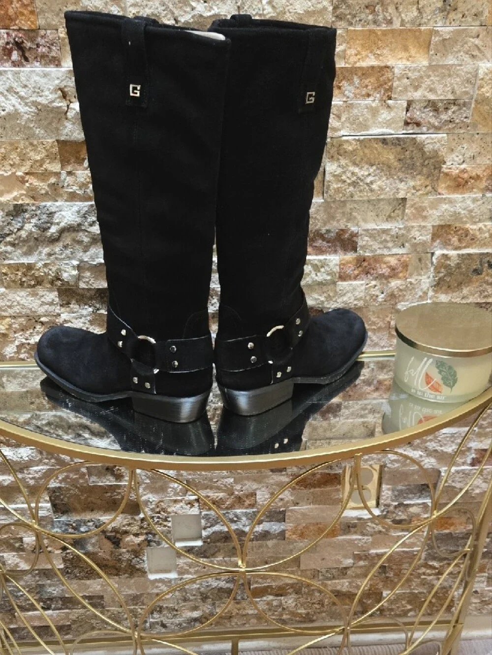 Black Women's Mid-Calf Buckle Boots - Unbranded